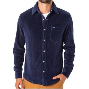 Criquet Men's Navy Corduroy Casual Button Down Shirt